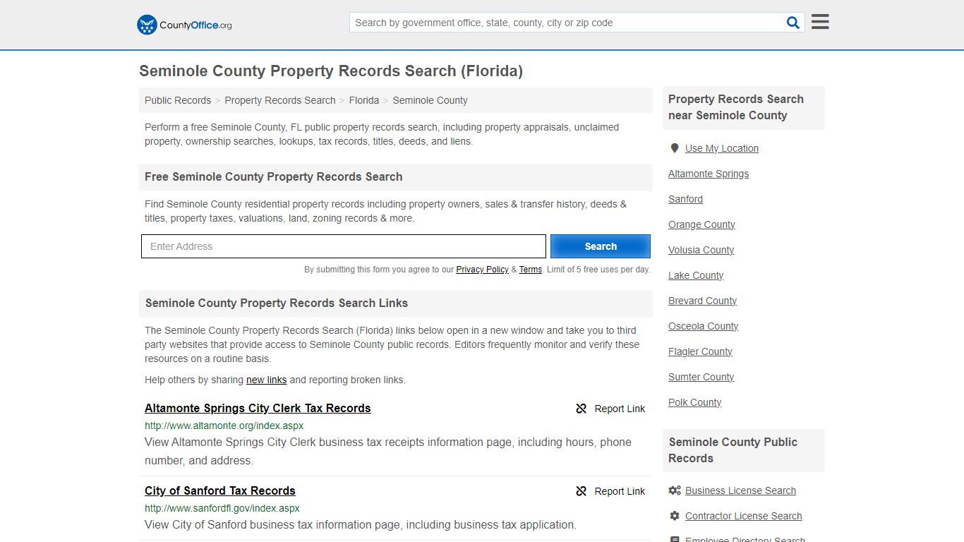 Seminole County Property Records Search (Florida) - County Office